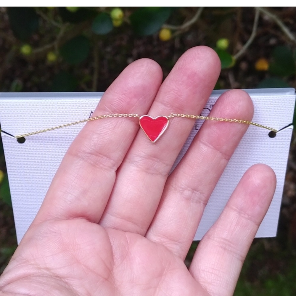ARGENTO VIVO RED HEART GOLD PLATED NECKLACE